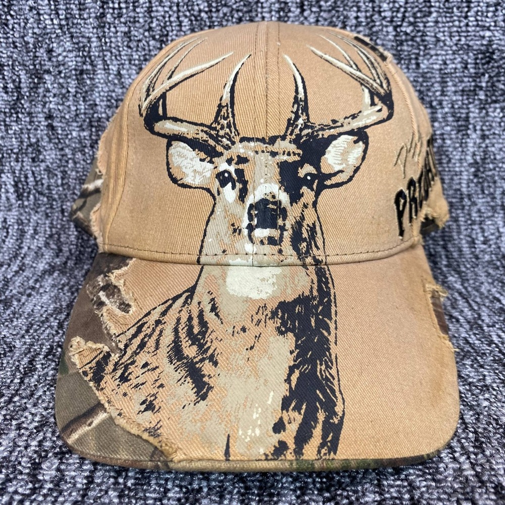 NWT VTG Buck Wear Whitetail Buck Deer Hat Realtree Camo Distressed Cap Tan NWT